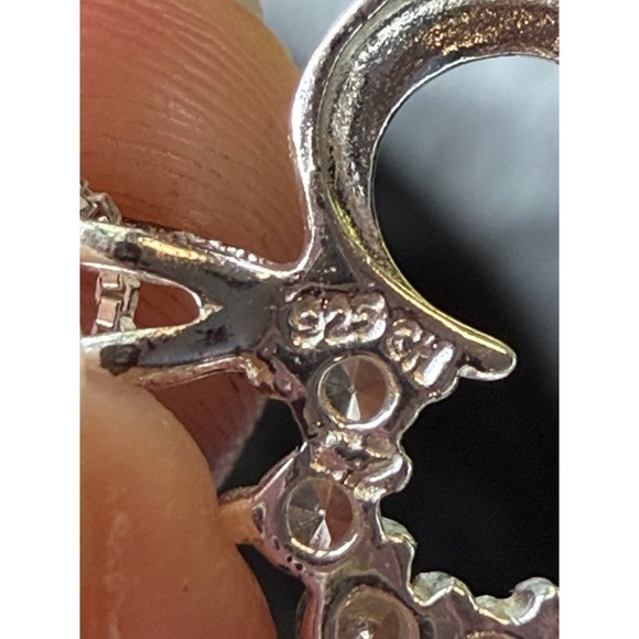 Vintage Sterling Silver 925 SU With 8 CZ Stones Heart Shaped Neck Necklace 9" - Picture 5 of 6